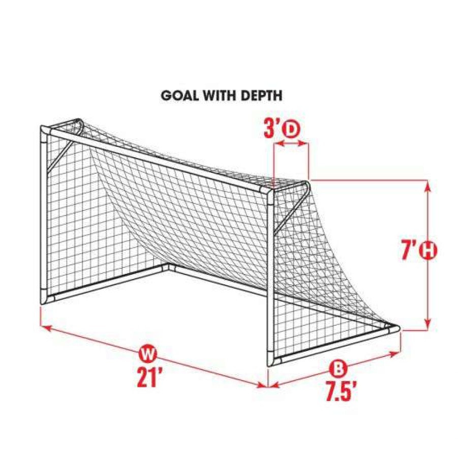 Nets & Accessories * | Outlet Kwik Goal 7'X21'X3'X7 Soccer Net, 3Mm, White, 3B2621