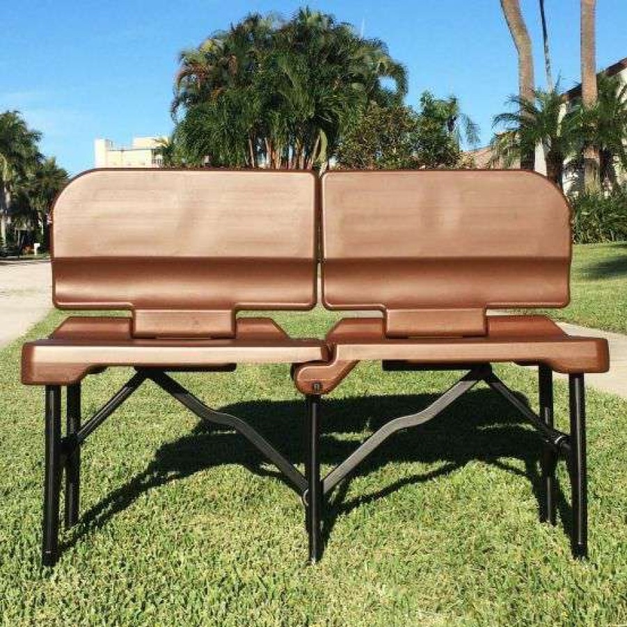 Soccer * | Sale Port-A-Bench Folding Portable Bench Brown